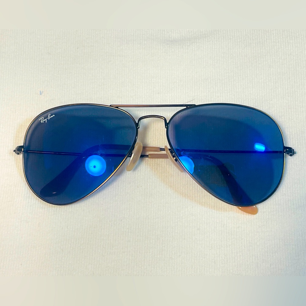 Ray-Ban original aviator bronze frame with blue mirror lens